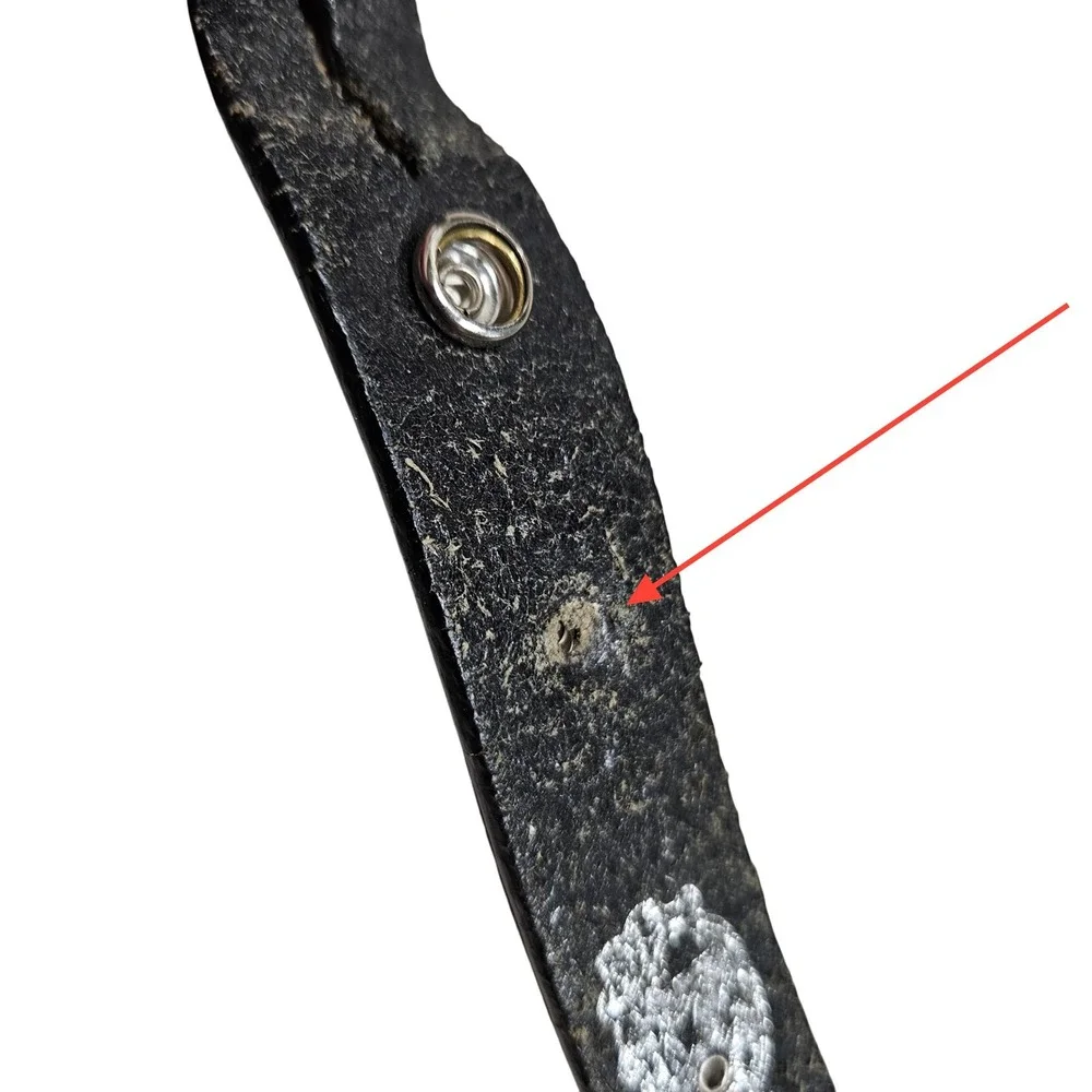 Kids Nocona‎ Black Genuine Leather Western Studded Rhinestone Belt Buckle 22